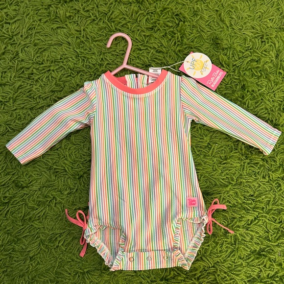 Rufflebutts 6-12 mo one piece rashguard swimsuit - Picture 2 of 3